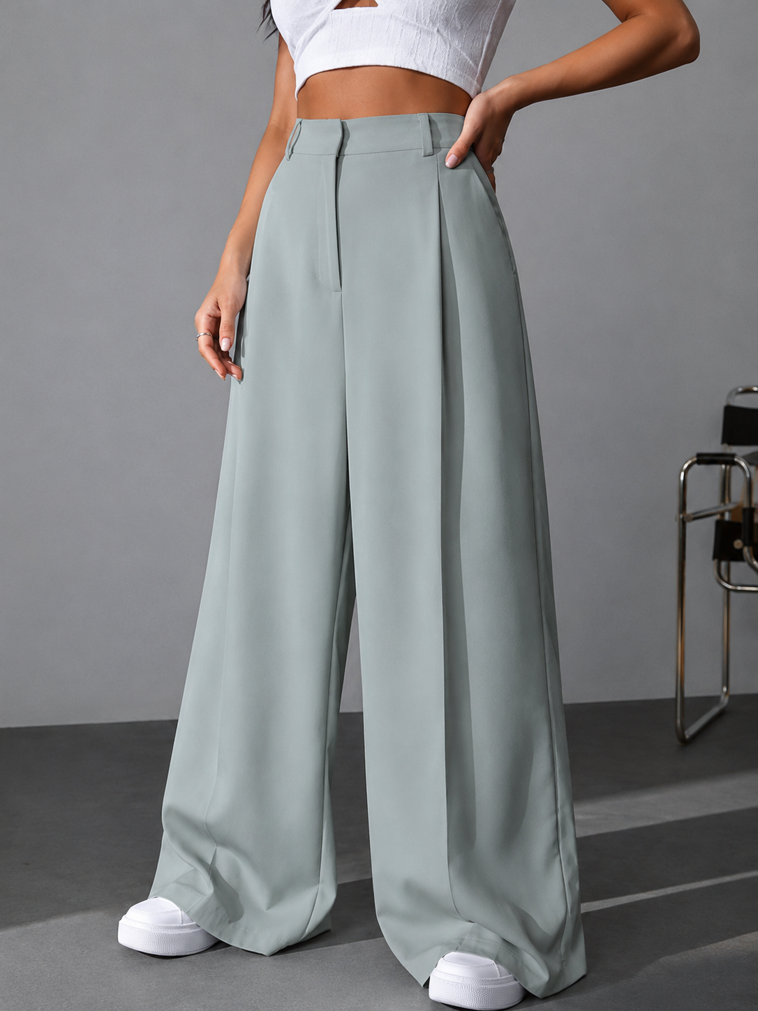 Pantalon Sastrero De Mujer De Vestir- Tiro Alto- Suelto - Imagen 9