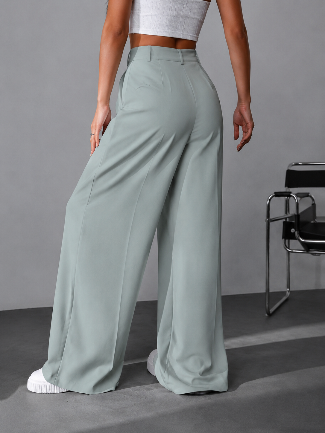 Pantalon Sastrero De Mujer De Vestir- Tiro Alto- Suelto - Imagen 8