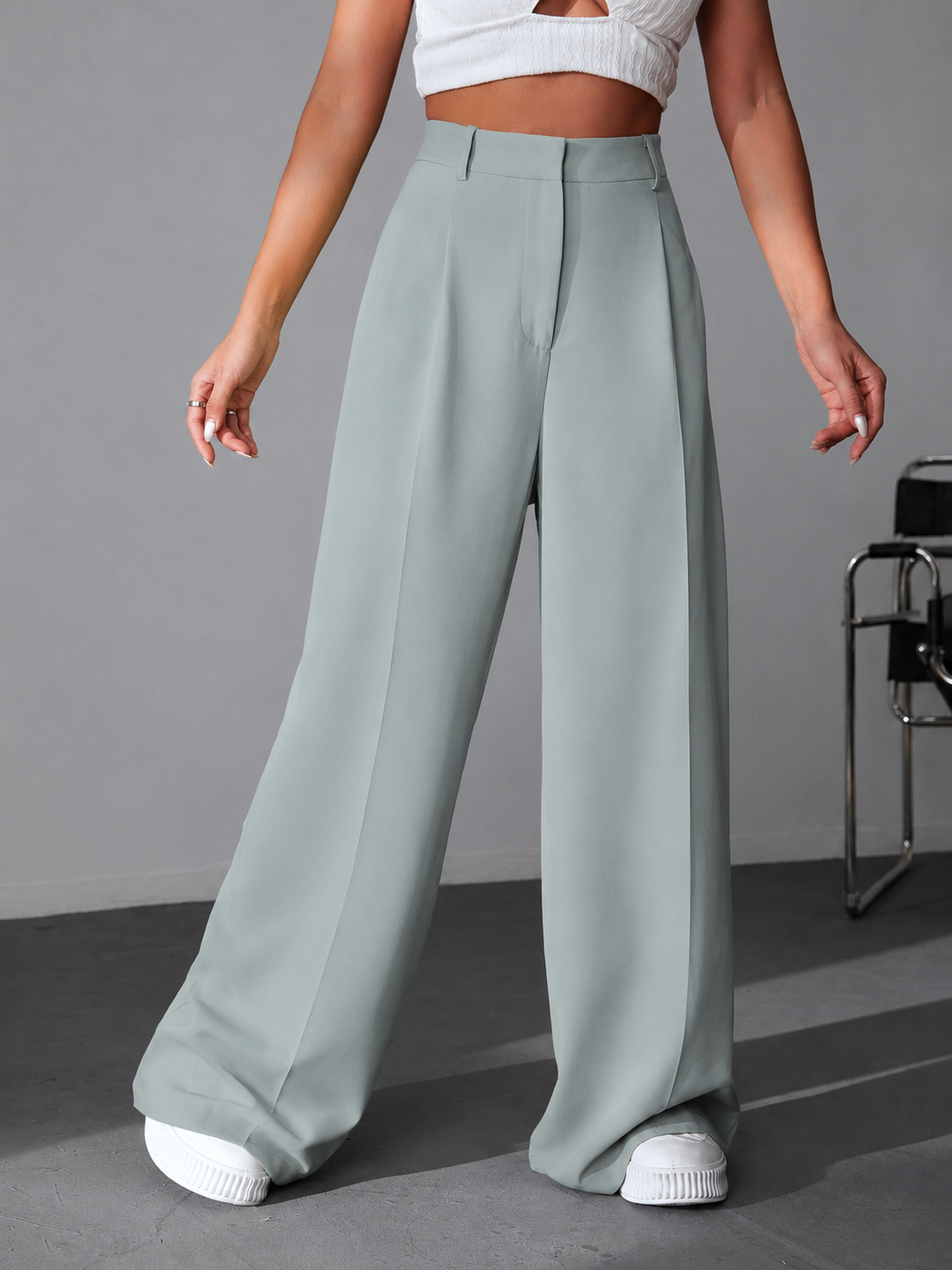 Pantalon Sastrero De Mujer De Vestir- Tiro Alto- Suelto - Imagen 7
