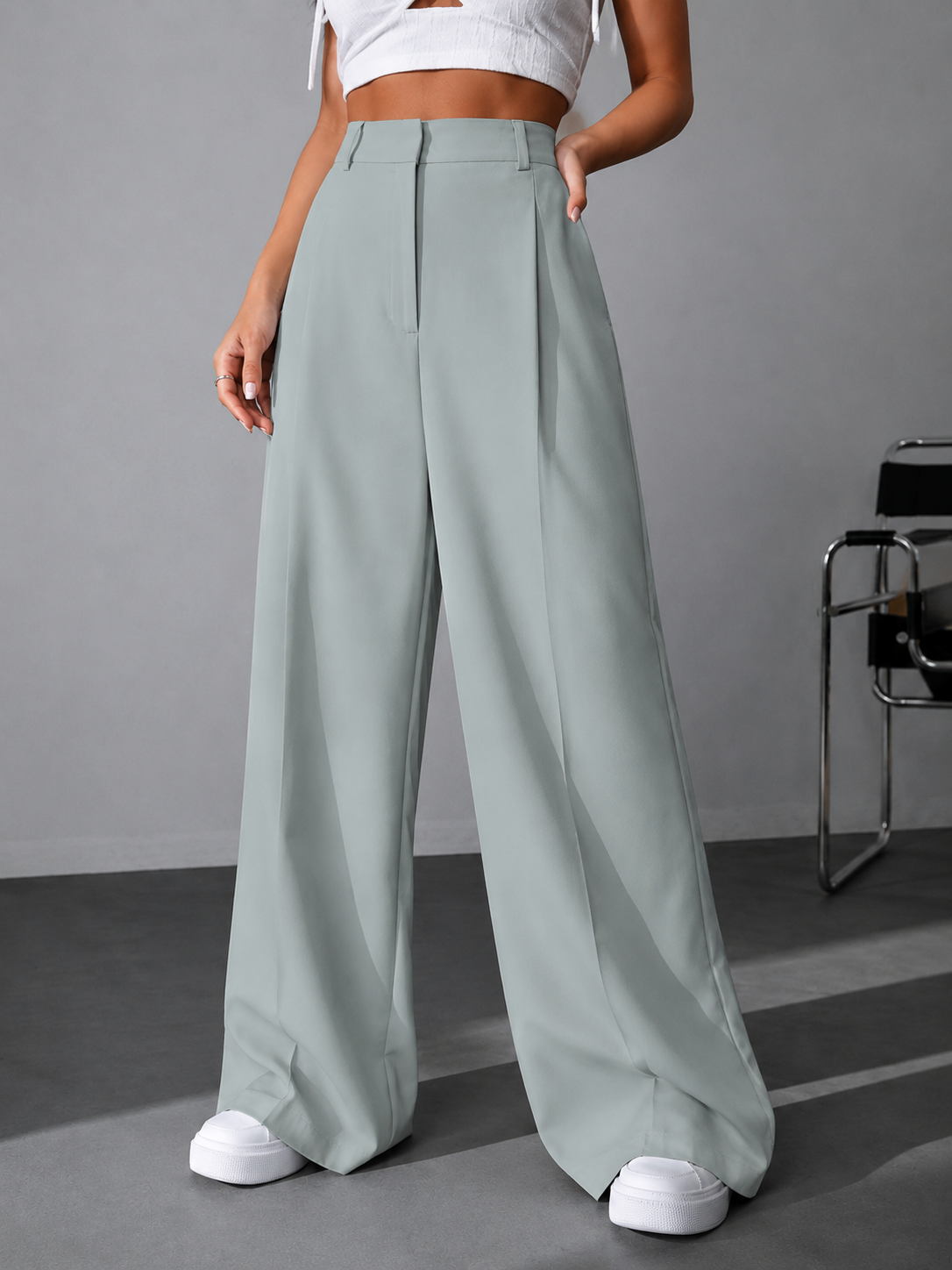 Pantalon Sastrero De Mujer De Vestir- Tiro Alto- Suelto - Imagen 5