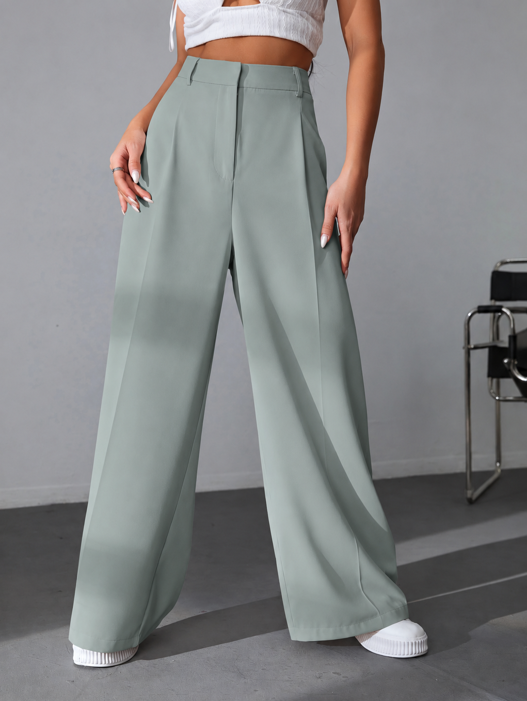 Pantalon Sastrero De Mujer De Vestir- Tiro Alto- Suelto - Imagen 4