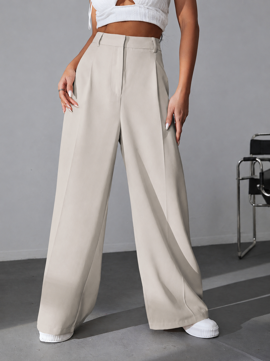 Pantalon Sastrero De Mujer De Vestir- Tiro Alto- Suelto - Imagen 11