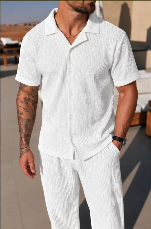 Conjunto Hawai Pantalon + Camisa De Lino Elastizado. A rayas- Importado- - Imagen 28