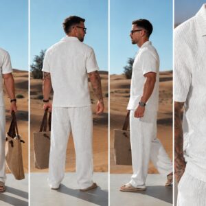 Camisa De Lino Hawai Manga Corta - A Rayas- De Verano