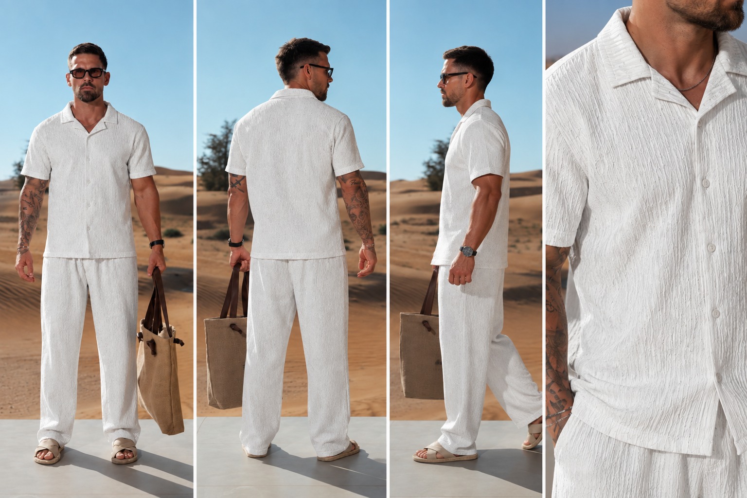 Conjunto Hawai Pantalon + Camisa De Lino Elastizado. A rayas- Importado- - Imagen 22