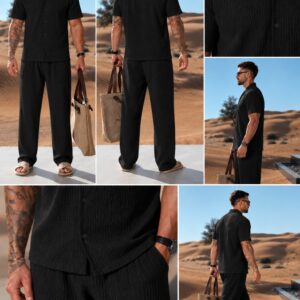 Conjunto Hawai Pantalon + Camisa De Lino Elastizado. A rayas- Importado-