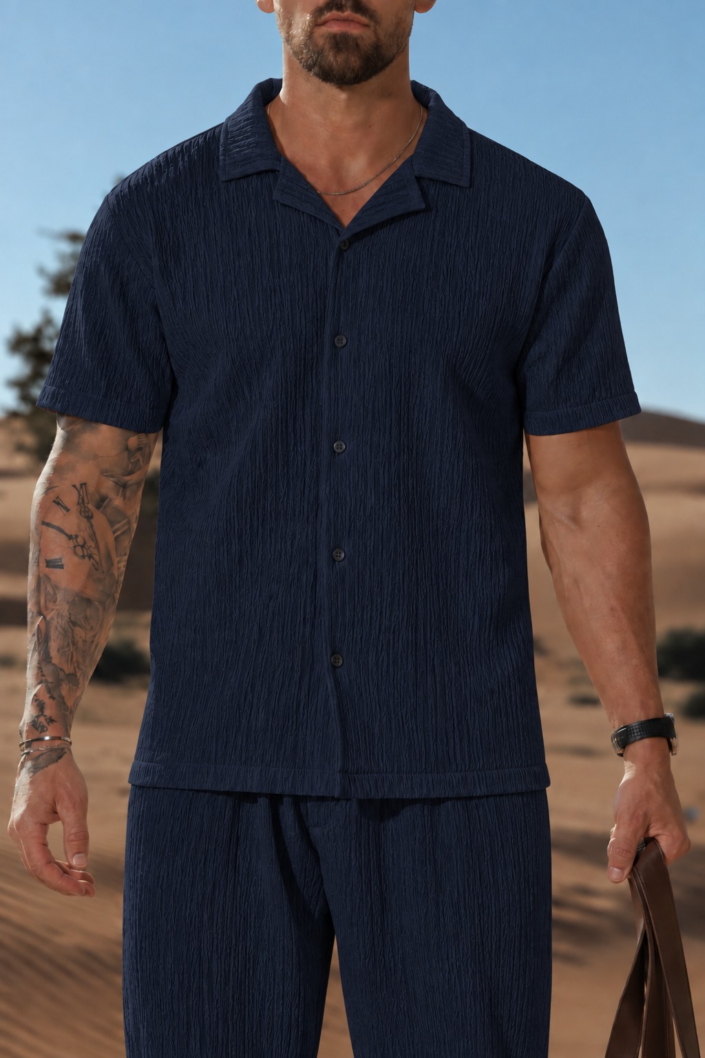 Conjunto Hawai Pantalon + Camisa De Lino Elastizado. A rayas- Importado- - Imagen 11