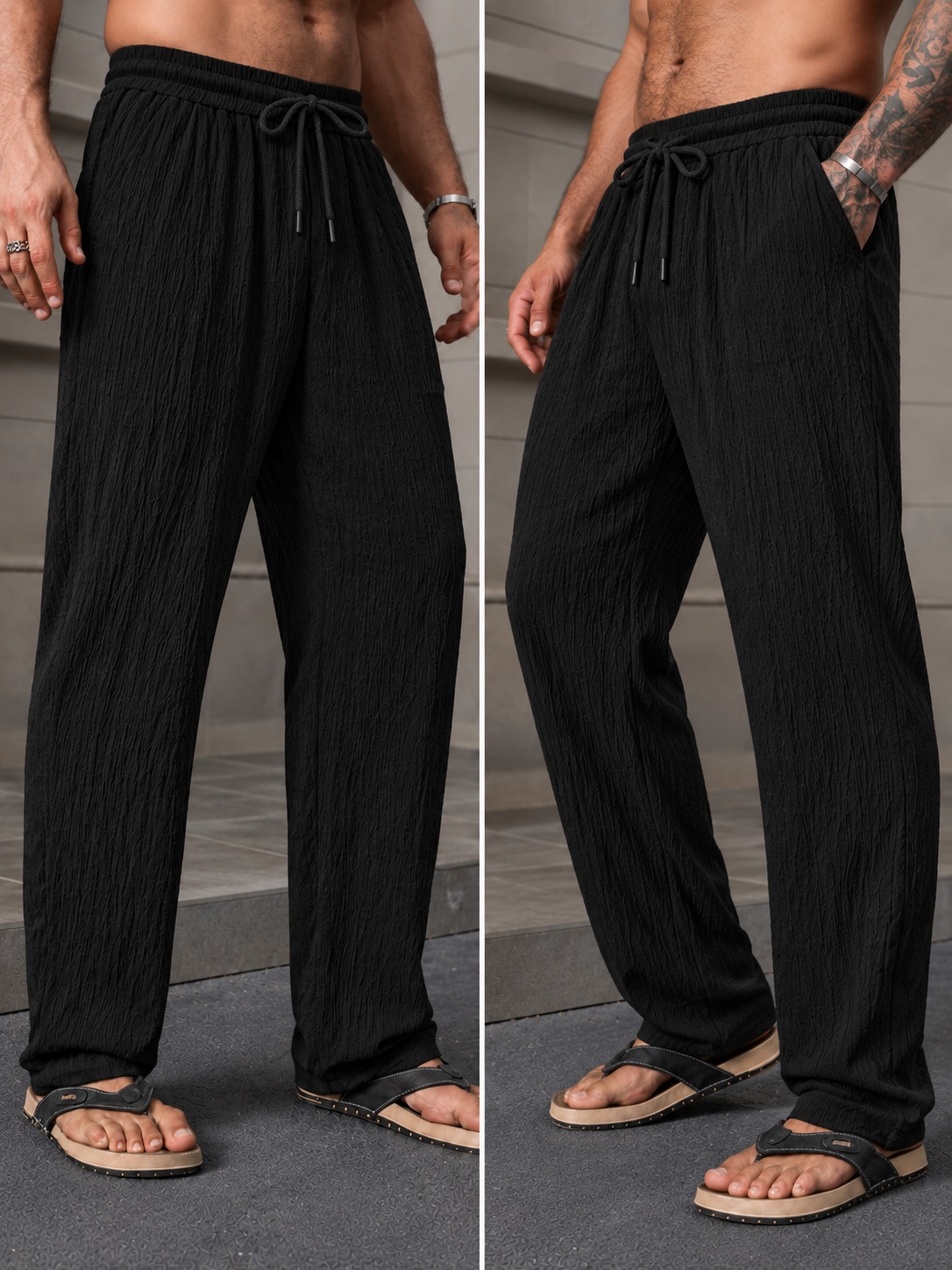 Conjunto Hawai Pantalon + Camisa De Lino Elastizado. A rayas- Importado- - Imagen 7