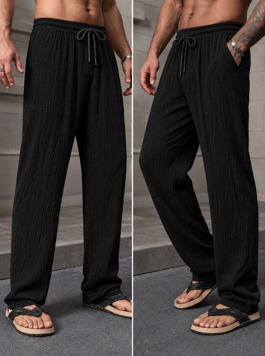 Conjunto Hawai Pantalon + Camisa De Lino Elastizado. A rayas- Importado- - Imagen 9
