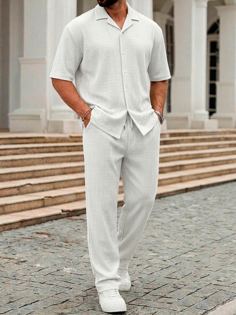 Conjunto Hawai Pantalon + Camisa De Lino Elastizado. A rayas- Importado- - Imagen 25