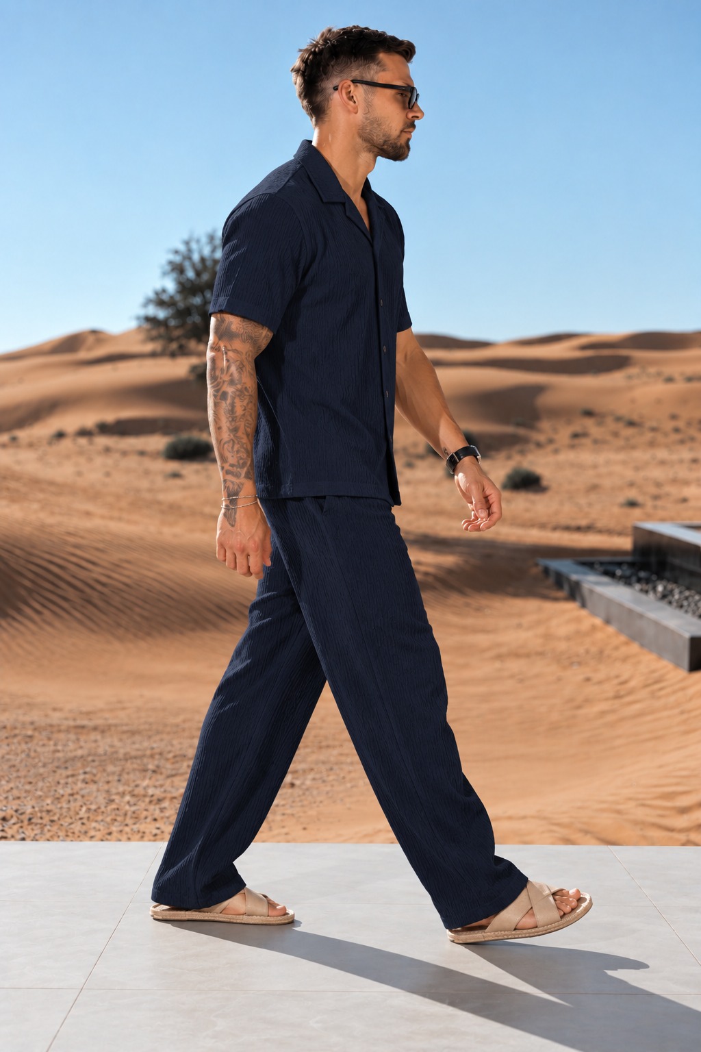 Conjunto Hawai Pantalon + Camisa De Lino Elastizado. A rayas- Importado- - Imagen 13
