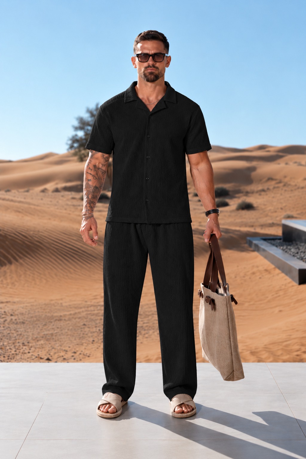 Conjunto Hawai Pantalon + Camisa De Lino Elastizado. A rayas- Importado- - Imagen 5