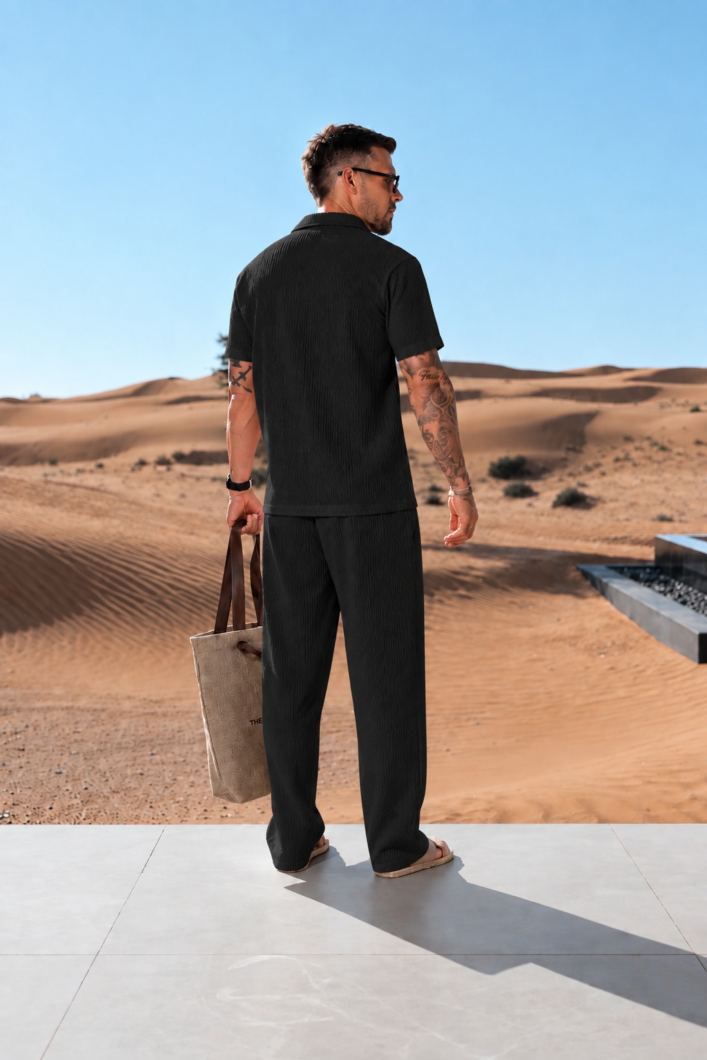 Conjunto Hawai Pantalon + Camisa De Lino Elastizado. A rayas- Importado- - Imagen 6