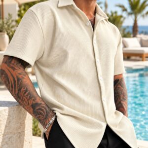 Camisa De Hombre, Manga Corta- Rib- Importada- Verano